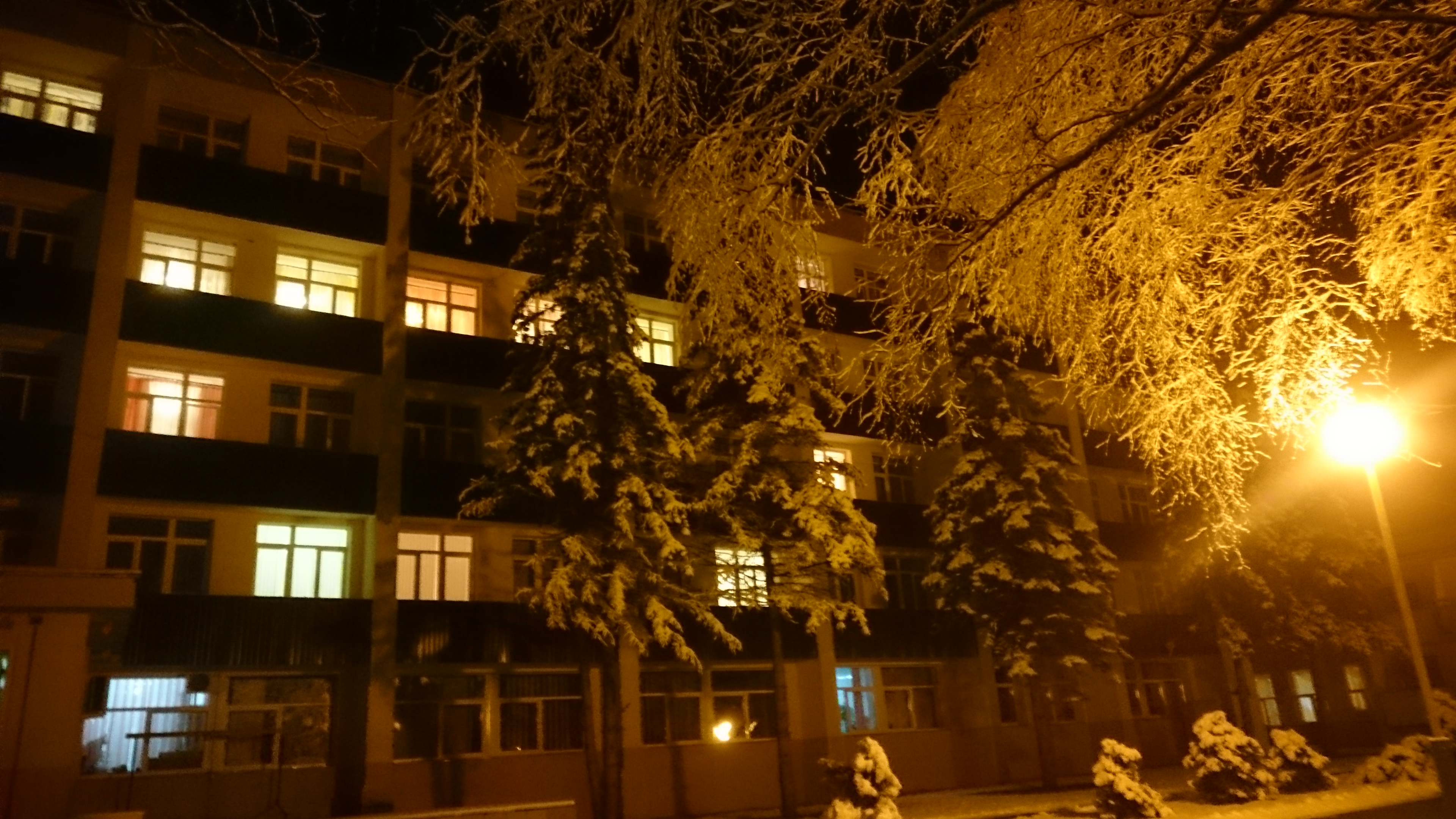Окна санатория в ночи